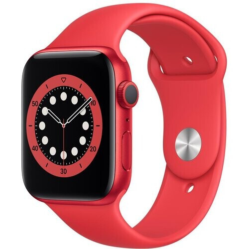 Apple Watch Series 6 (2020) GPS 44 mm - Aluminium Rood - Sportbandje Rood Tweedehands