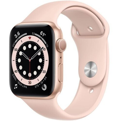Apple Watch (Series 6) 2020 GPS 44 mm - Aluminium Rosé goud - Sportbandje Rozenkwarts Tweedehands