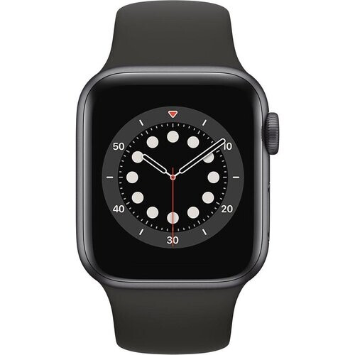 Apple Watch (Series 6) 2020 GPS 44 mm - Aluminium Spacegrijs - Geweven sportbandje Zwart Tweedehands