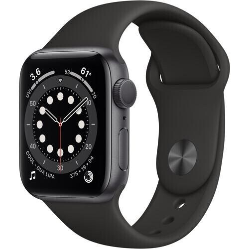 Apple Watch Series 6 (2020) GPS 44 mm - Aluminium Spacegrijs - Sportbandje Zwart Tweedehands