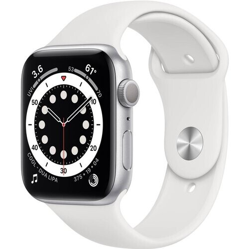 Apple Watch (Series 6) 2020 GPS 44 mm - Aluminium Zilver - Wit Tweedehands