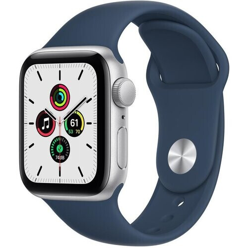 Apple Watch Series 6 (2020) GPS + Cellular 40 mm - Roestvrij staal Zilver - Sportbandje Blauw Tweedehands