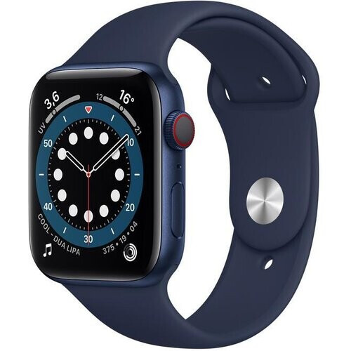 Apple Watch (Series 6) 2020 GPS + Cellular 44 mm - Aluminium Blauw - Sport armband Blauw Tweedehands
