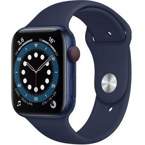 Apple Watch Series 6 (2020) GPS + Cellular 44 mm - Aluminium Blauw - Sportbandje Blauw Tweedehands