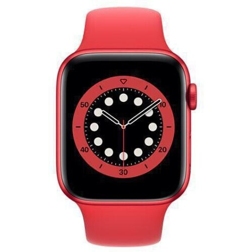 Apple Watch (Series 6) 2020 GPS + Cellular 44 mm - Aluminium Rood - Geweven sportbandje Rood Tweedehands