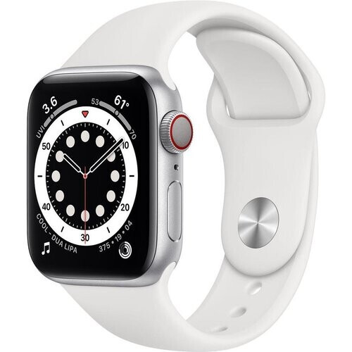 Apple Watch (Series 6) 2020 GPS + Cellular 44 mm - Aluminium Zilver - Sportbandje Wit Tweedehands