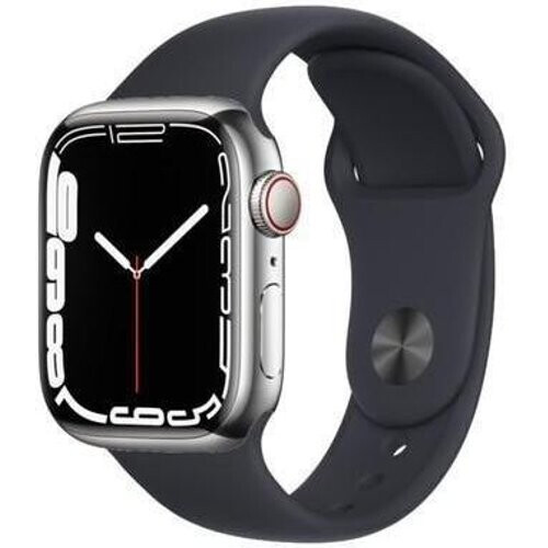 Apple Watch Series 6 (2020) GPS + Cellular 44 mm - Roestvrij staal Zilver - Sportbandje Zwart Tweedehands