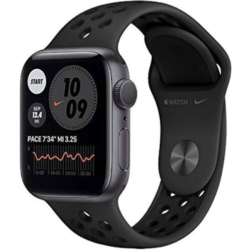 Apple Watch Nike Series 6 Aluminium 44 mm (2020) - GPS + Cellular - Spacegrijs - zwarte sportband
