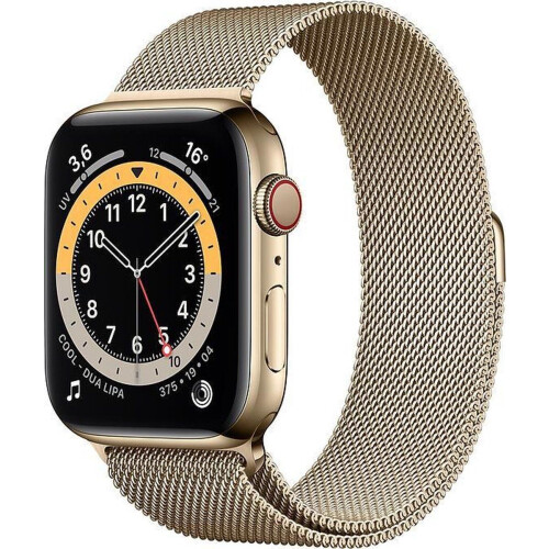 Apple Watch Series 6 - GPS + Cell 44mm - Roestvrij Staal - Goud Milanese Loop Tweedehands