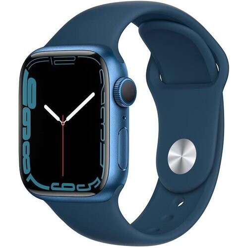 Apple Watch Series 7 (2021) GPS 41 mm - Aluminium Blauw - Sportbandje Blauw Tweedehands