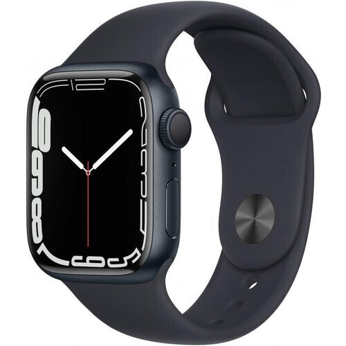 Apple Watch Series 7 (2021) GPS 41 mm - Aluminium Midnight - Sportbandje Zwart Tweedehands