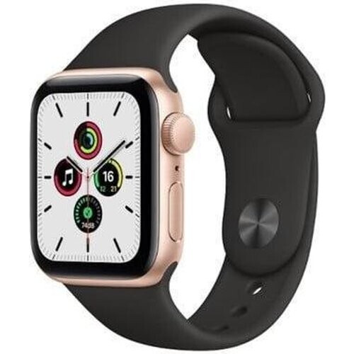 Apple Watch (Series 7) 2021 GPS 45 mm - Aluminium Goud - Sportbandje Zwart Tweedehands