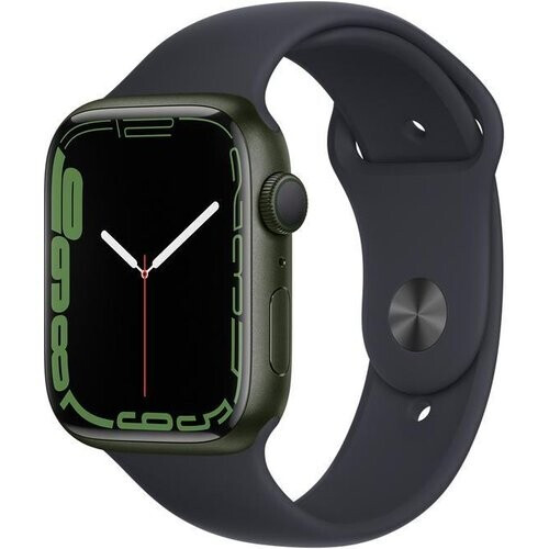 Apple Watch Series 7 (2021) GPS 45 mm - Aluminium Groen - Sportbandje Zwart Tweedehands