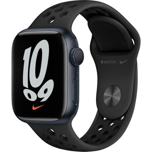 Apple Watch (Series 7) 2021 GPS 45 mm - Aluminium Middernacht - Sportbandje van Nike Zwart Tweedehands