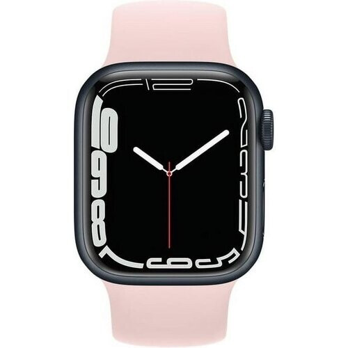 Apple Watch Series 7 (2021) GPS 45 mm - Aluminium Midnight - Sportbandje Roze Tweedehands