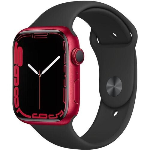 Apple Watch (Series 7) 2021 GPS 45 mm - Aluminium Rood - Sportbandje Zwart Tweedehands