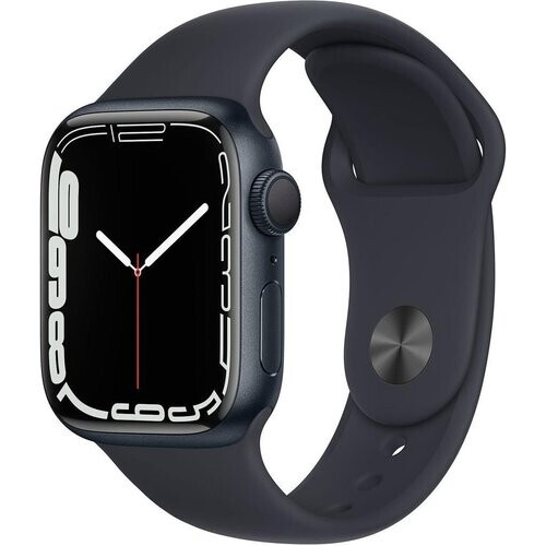 Apple Watch (Series 7) 2021 GPS 45 mm - Roestvrij staal Zwart - Geweven sportbandje Zwart Tweedehands