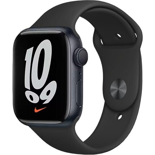 Apple Watch Series 7 (2021) GPS + Cellular 41 mm - Aluminium Midnight - Sportbandje Zwart Tweedehands