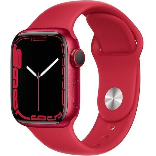 Apple Watch Series 7 (2021) GPS + Cellular 41 mm - Aluminium Rood - Sportbandje Rood Tweedehands