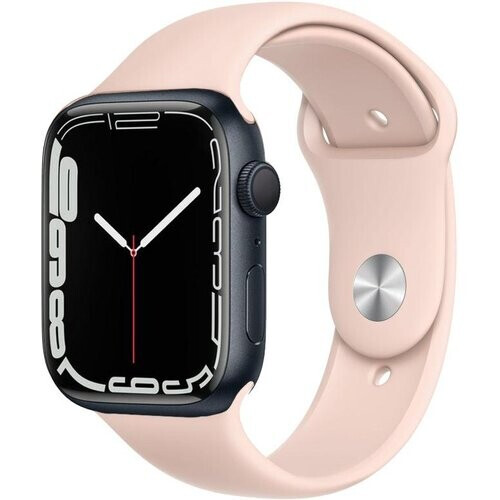 Apple Watch Series 7 (2021) GPS + Cellular 45 mm - Aluminium Midnight - Sportbandje Roze Tweedehands