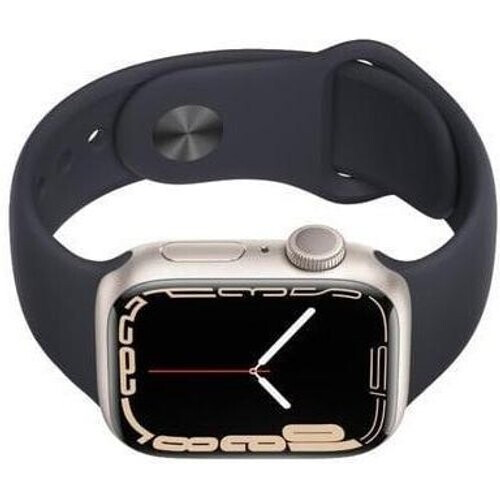 Apple Watch (Series 7) 2021 GPS + Cellular 45 mm - Aluminium Sterrenlicht - Sportbandje Zwart Tweedehands