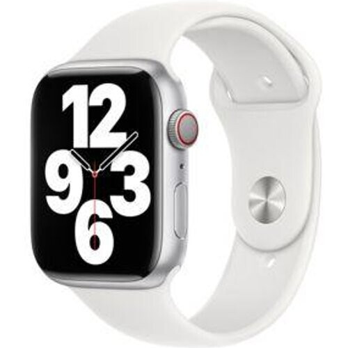 Apple Watch Series 7 (2021) GPS + Cellular 45 mm - Aluminium Sterrenlicht - Sportbandje Wit Tweedehands