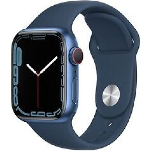 Apple Watch Series 7 45 mm kast van blauw aluminium met afgrond blauw sportbandje [wifi + cellular] Tweedehands