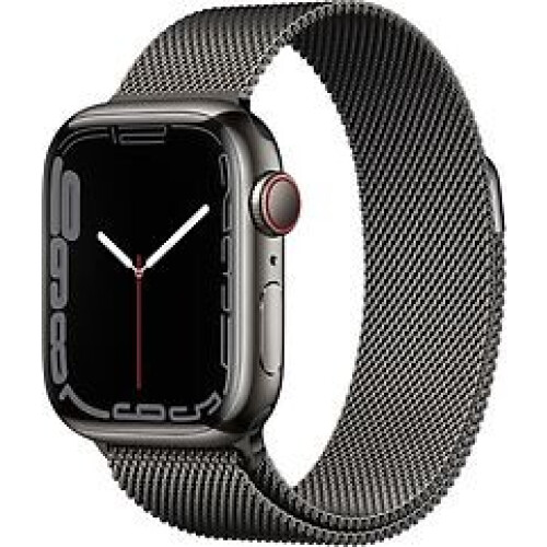 Apple Watch Series 7 45 mm kast van grafiet roestvrij staal met grafiet Milanees bandje [wifi + cellular] Tweedehands