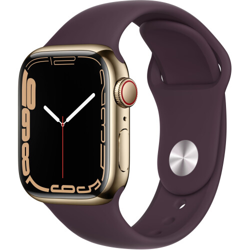 Apple Watch Series 7 - Smartwatch - 41mm GPS 4G Roestvrij Staal - Goud Paars Tweedehands