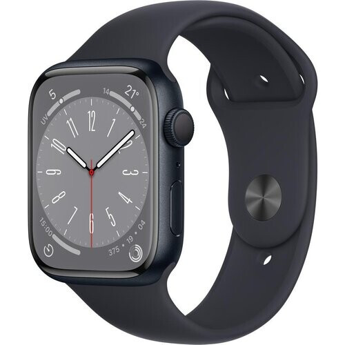 Apple Watch Series 8 (2022) GPS 41 mm - Aluminium Midnight - Sportbandje Zwart Tweedehands