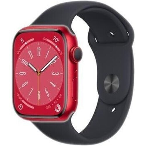 Apple Watch Series 8 (2022) GPS 41 mm - Aluminium Rood - Sportbandje Zwart Tweedehands