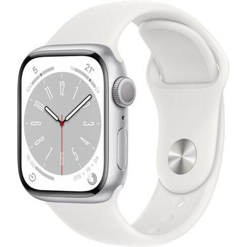 Apple Watch (Series 8) 2022 GPS 41 mm - Aluminium Zilver - Sportbandje Wit Tweedehands