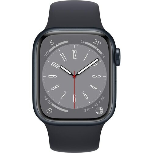 Apple Watch (Series 8) 2022 GPS 41 mm - Aluminium Zwart - Sportbandje Zwart Tweedehands