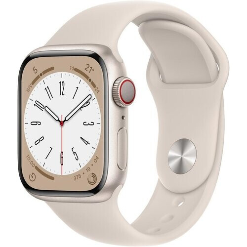 Apple Watch (Series 8) 2022 GPS 45 mm - Aluminium Beige - Sportbandje Sterrenlicht Tweedehands