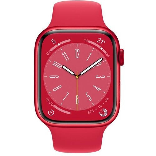 Apple Watch (Series 8) 2022 GPS 45 mm - Roestvrij staal Rood - Sportbandje Rood Tweedehands