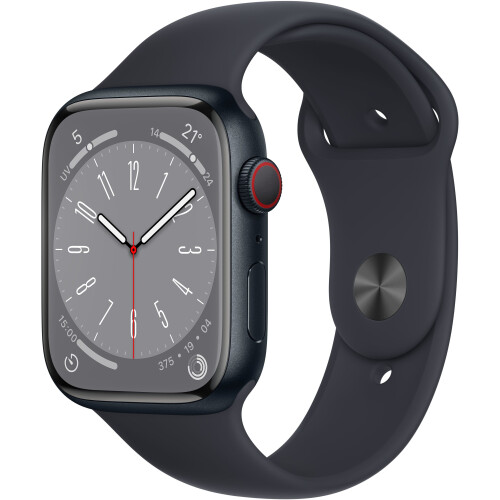 Apple Watch Series 8 - Smartwatch - 45mm GPS + Cellular - Zwart Tweedehands