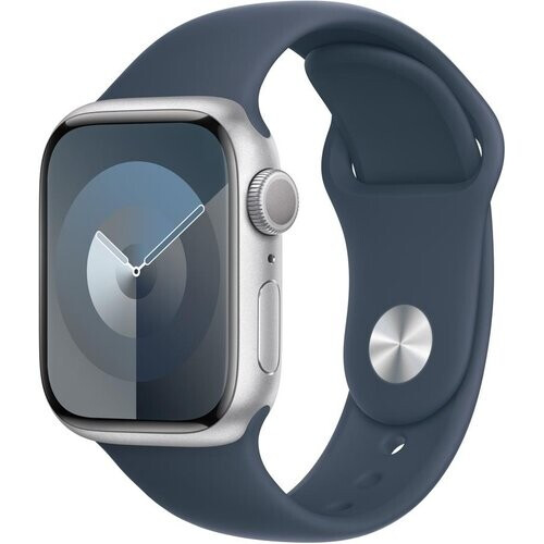 Apple Watch Series 9 (2023) GPS 41 mm - Aluminium Zilver - Sportbandje Blauw Tweedehands