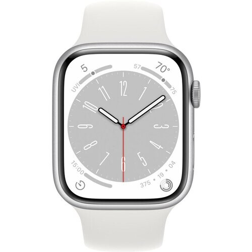 Apple Watch Series 9 (2023) GPS 41 mm - Aluminium Zilver - Sportbandje Wit Tweedehands