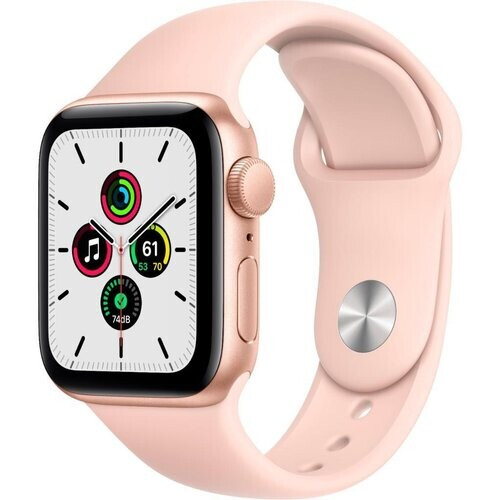 Apple Watch Series SE 1 (2020) GPS 40 mm - Aluminium Goud - Sportbandje Roze Tweedehands