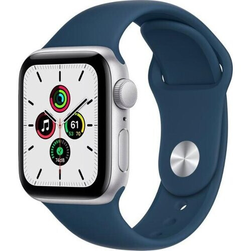 Apple Watch Series SE 1 (2020) GPS 40 mm - Aluminium Zilver - Sportbandje Blauw Tweedehands