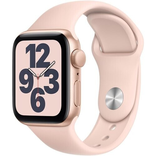 Apple Watch Series SE 1 (2020) GPS 44 mm - Aluminium Goud - Sportbandje Roze Tweedehands