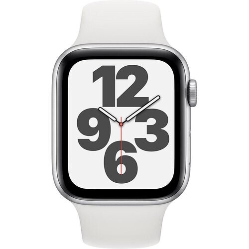 Apple Watch Series SE 1 (2020) GPS + Cellular 44 mm - Aluminium Zilver - Sportbandje Wit Tweedehands