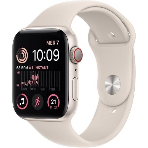 Apple Watch (Series SE 1) 2022 GPS 44 mm - Aluminium Sterrenlicht - Sportbandje Sterrenlicht Tweedehands