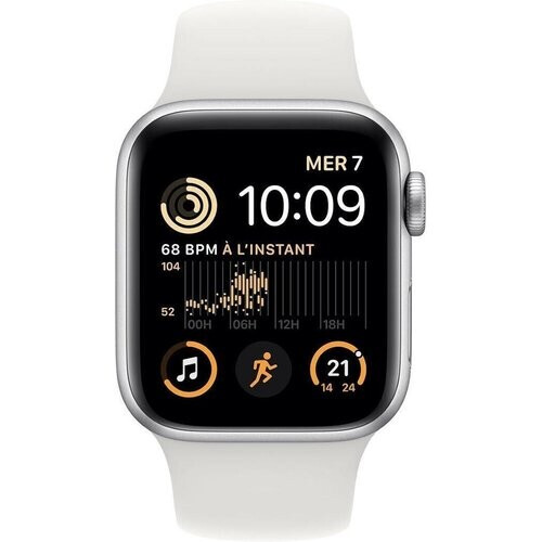 Apple Watch Series SE 2 (2022) GPS 40 mm - Aluminium Zilver - Sportbandje Wit Tweedehands