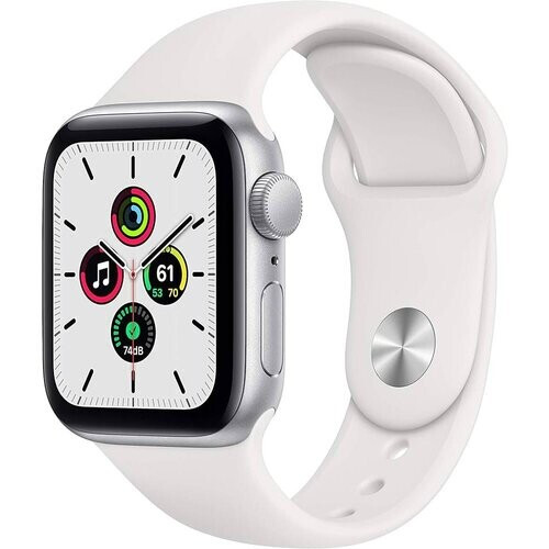 Apple Watch Series SE 2 (2022) GPS + Cellular 40 mm - Aluminium Zilver - Sportbandje Wit Tweedehands