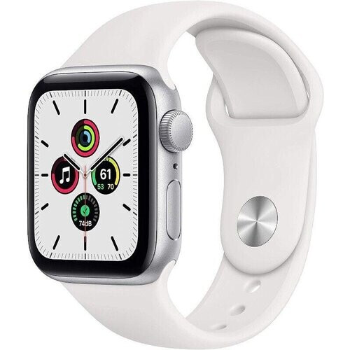 Apple Watch (Series SE) 2022 GPS 44 mm - Aluminium Zilver - Sportbandje Wit Tweedehands
