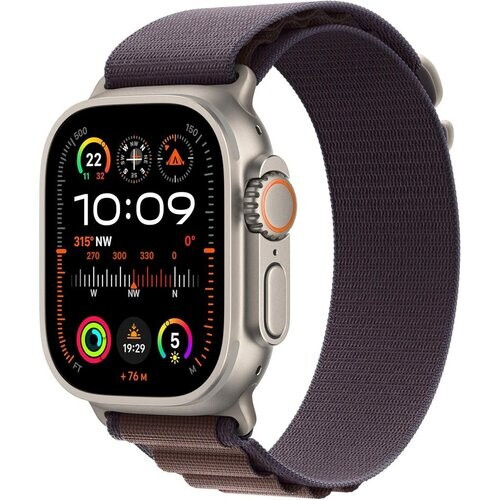 Apple Watch Ultra 2 (2023) GPS + Cellular 49 mm - Titanium Naturel titanium - Alpine-bandje Zwart Tweedehands