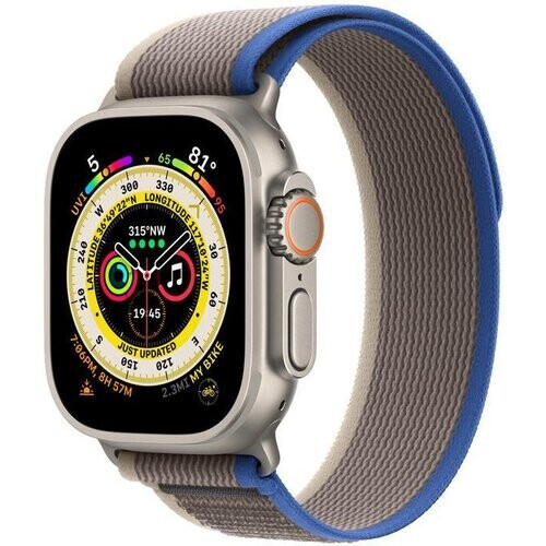 Apple Watch (Ultra) 2022 GPS + Cellular 49 mm - Titanium Grijs - Trail-bandje Grijs Tweedehands