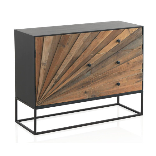 Arcón De Madera - Opbergkast - 1 Deur 3 Lades - Metalen Basis Tweedehands