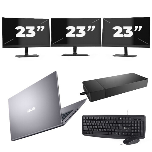 Asus Vivobook x515JA - Intel Core i5-10e Generatie - 15 inch - 16GB RAM - 256GB SSD - Windows 11 Home + 3x 23 inch Monitor Tweedehands